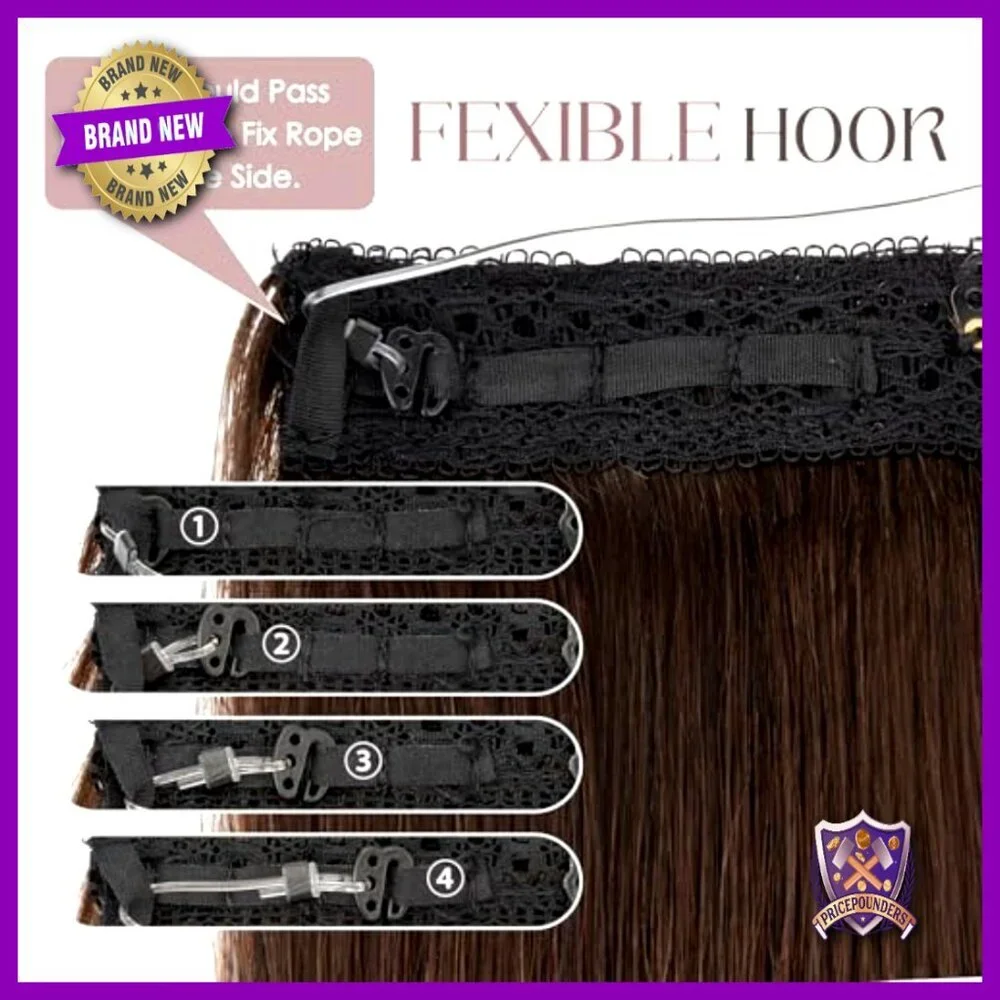 16 Inch Real Human Hair Extensions Clip in Remy Hairpiece Adjustable Wire